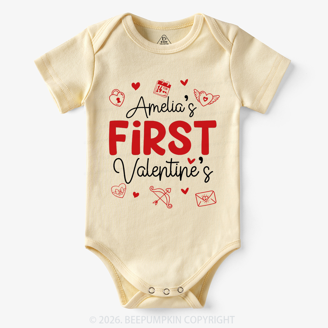 Personalized Baby First Valentine's Day Bodysuit