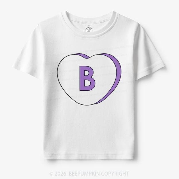 Personalized Candy Heart Initial Valentine's Day Toddler&Kid's Tees Beepumpkin