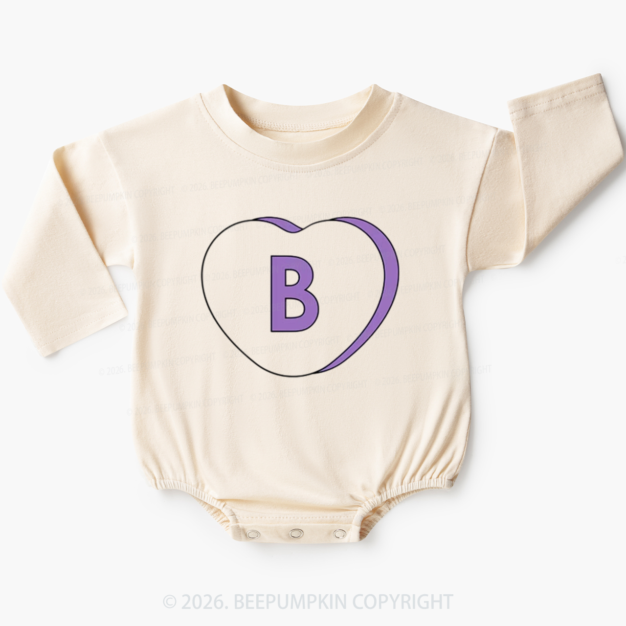 Personalized Candy Heart Initial Valentine's Day Baby Bubble Romper Beepumpkin