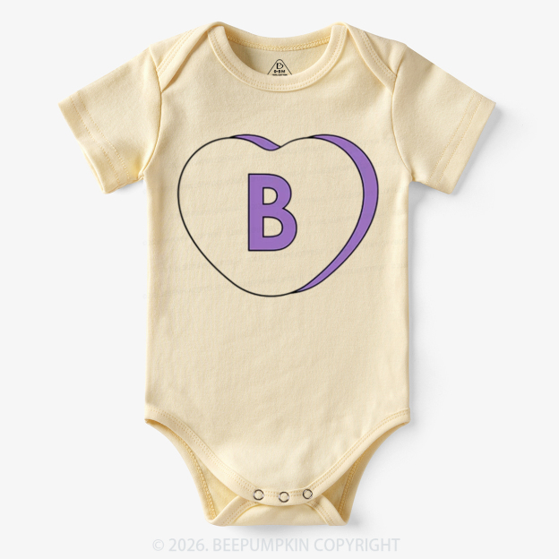 Personalized Candy Heart Initial Valentine's Day Bodysuit