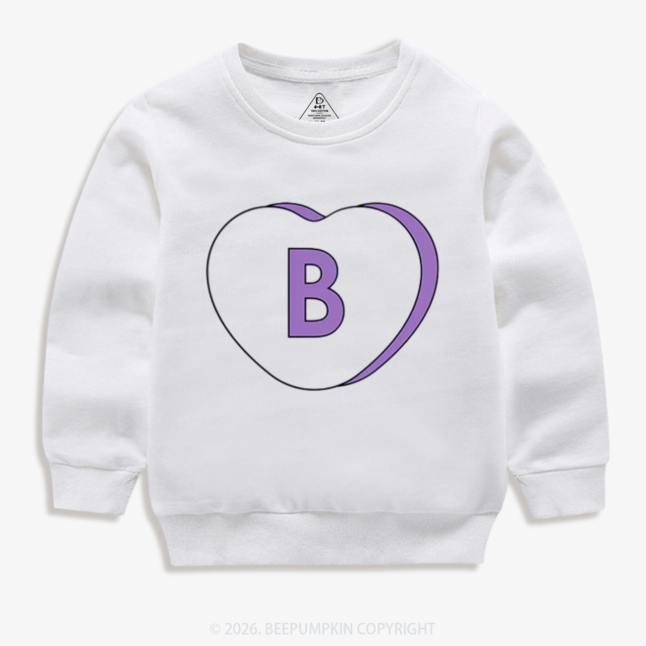Personalized Candy Heart Initial Valentine's Day Kid's Sweatshirt