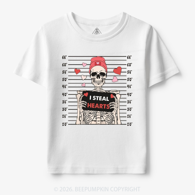 I Steal Hearts Skeleton Valentine's Day Toddler&Kid's Tees Beepumpkin