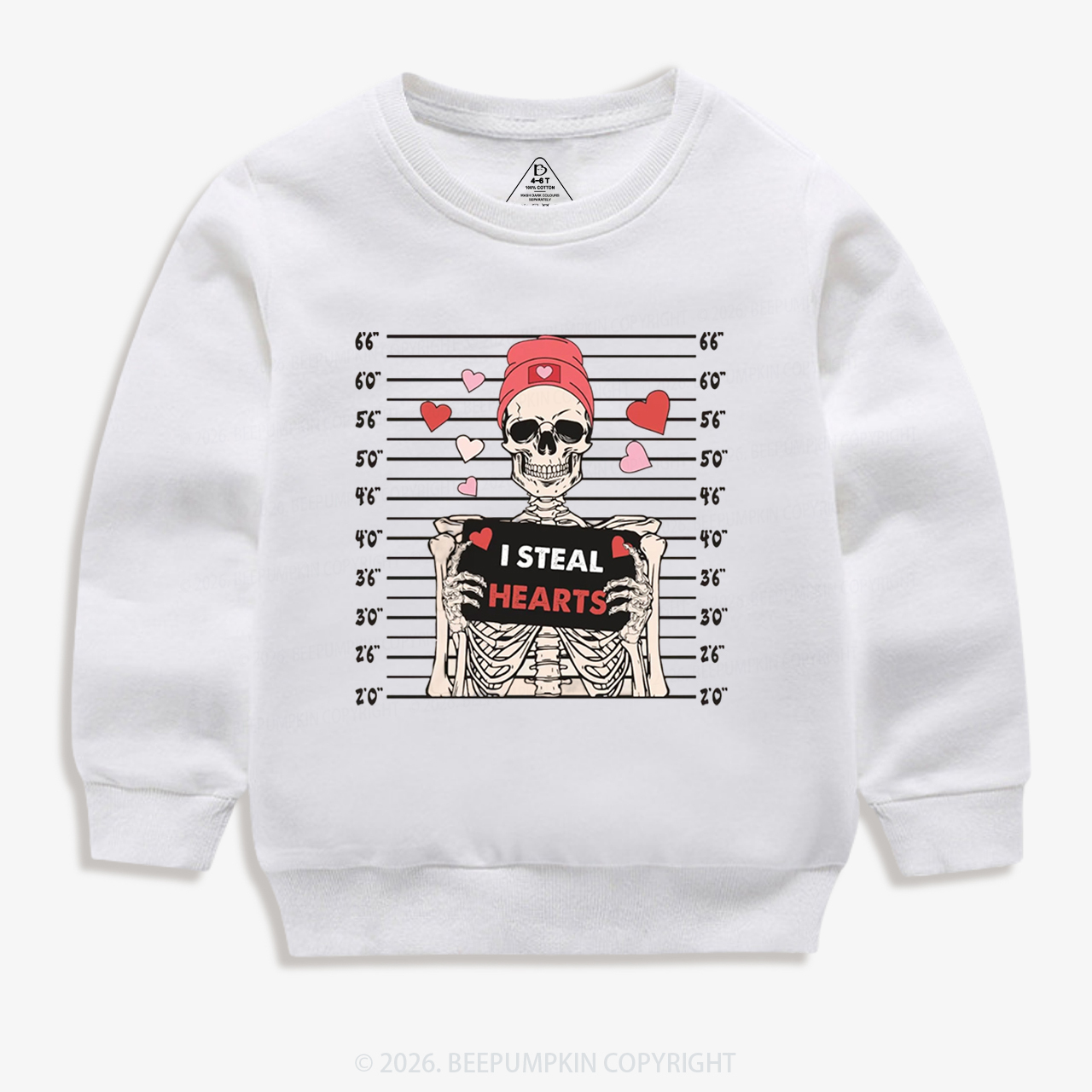 I Steal Hearts Skeleton Valentine's Day Kid's Sweatshirt