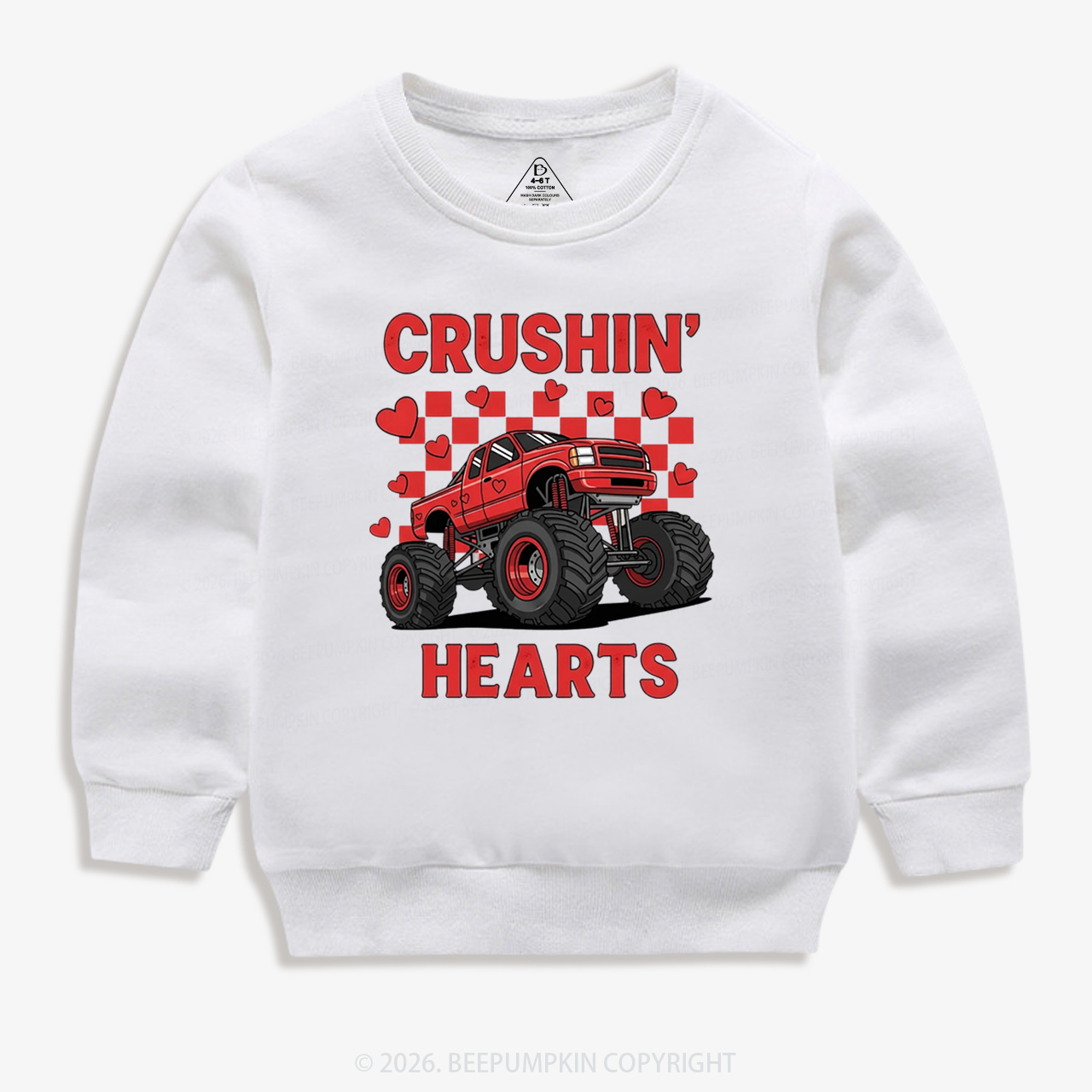 Crushin' Hearts Truck Valentine's Day Kid's Sweatshirt