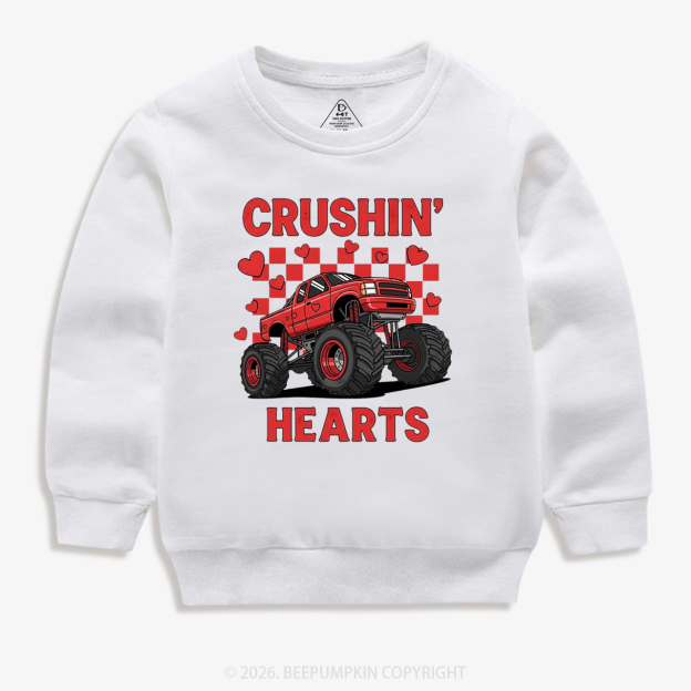 Crushin' Hearts Truck Valentine's Day Kid's Sweatshirt