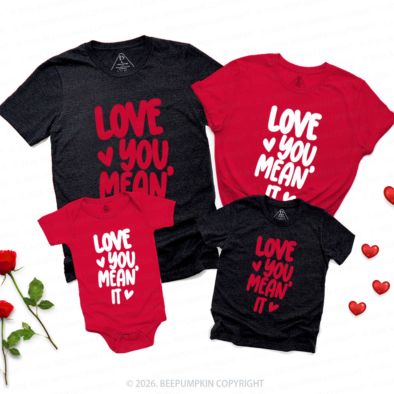 Love you Mean it Valentine's Day Family Shirt