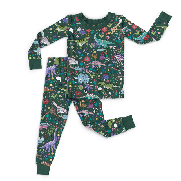 Dinosaur Forest Two-Piece Pajama Set For Kids