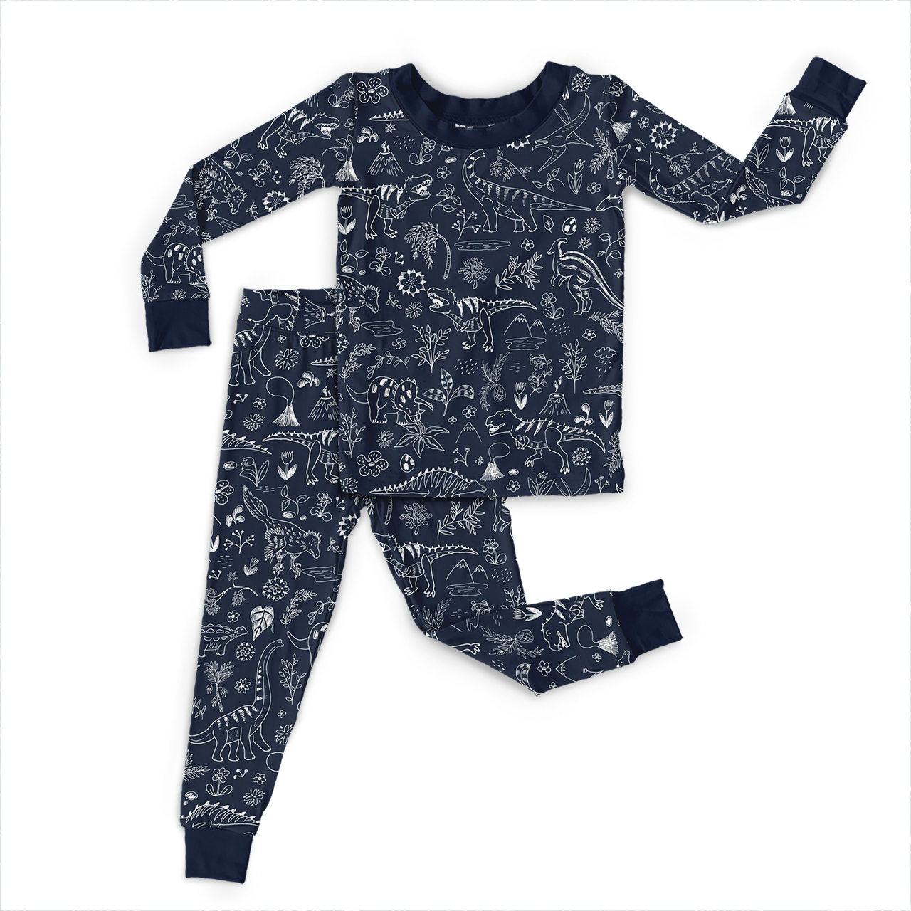 Midnight Dinosaur Two-Piece Pajama Set For Kids