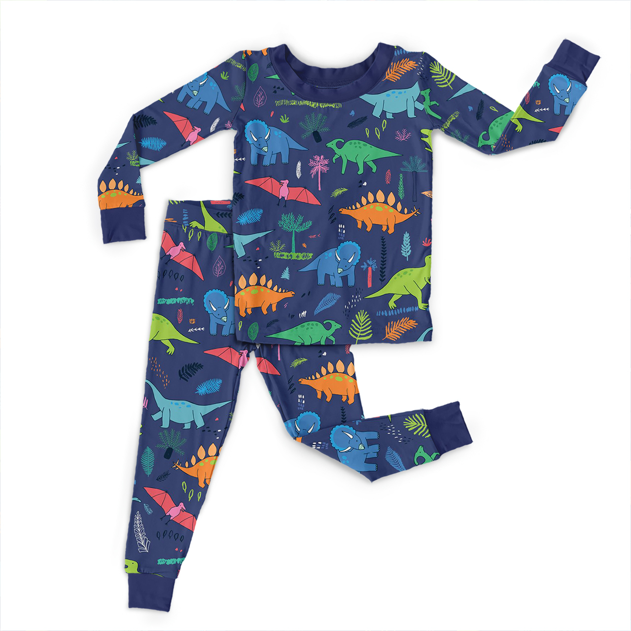 Colorful Dinosaur Dreams Two-Piece Pajama Set For Kids