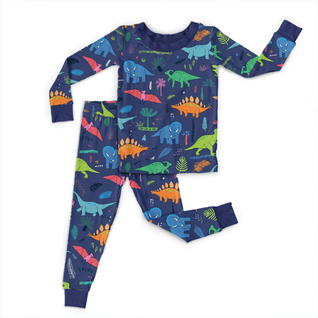 Colorful Dinosaur Dreams Two-Piece Pajama Set For Kids