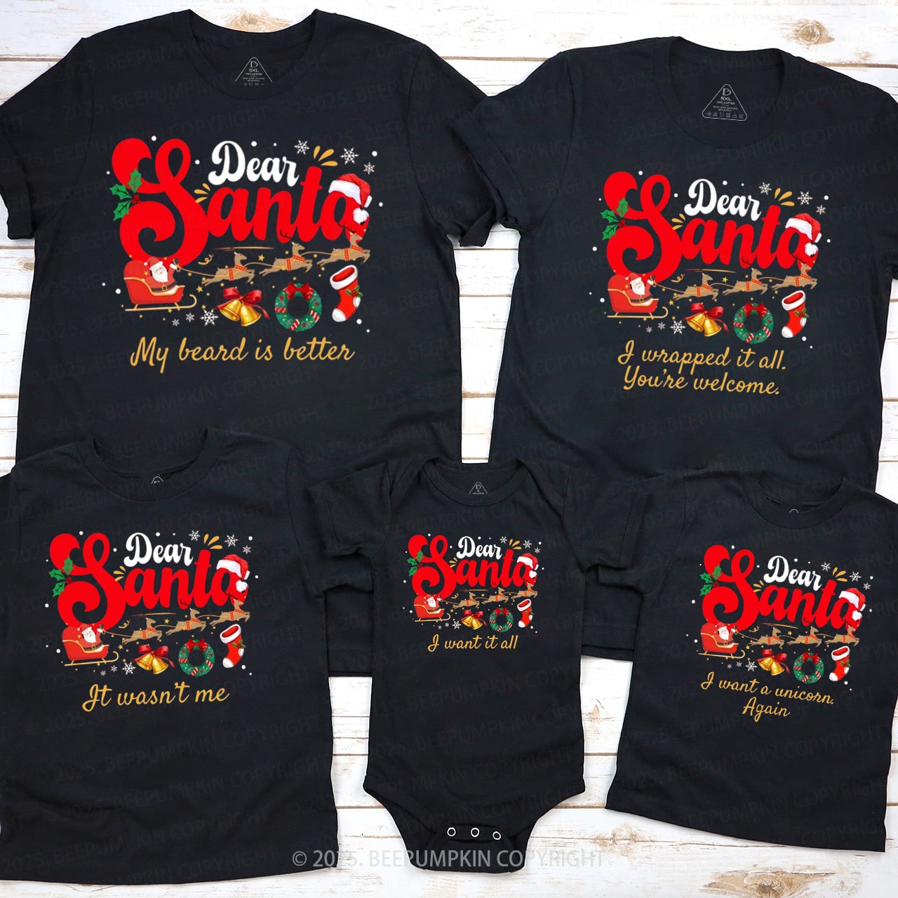 Personalized Dear Santa Family Matching T-Shirts Beepumpkin