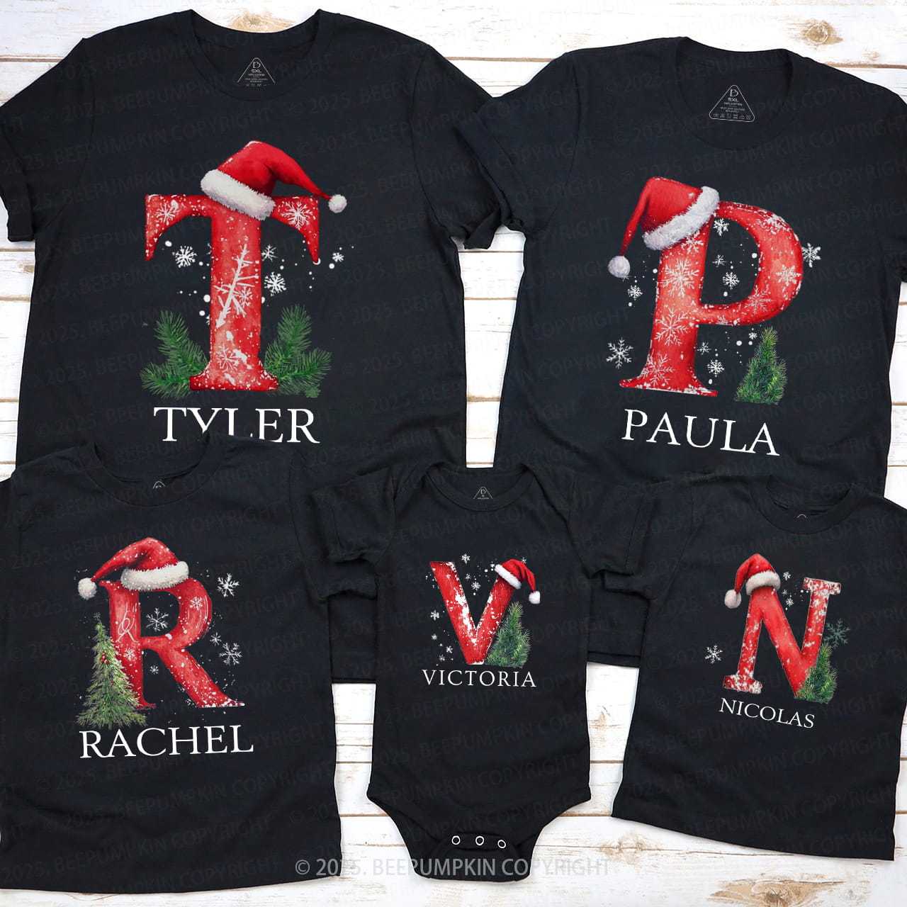 Personalized Winter Wonderland Letters Family Matching T-Shirts Beepumpkin