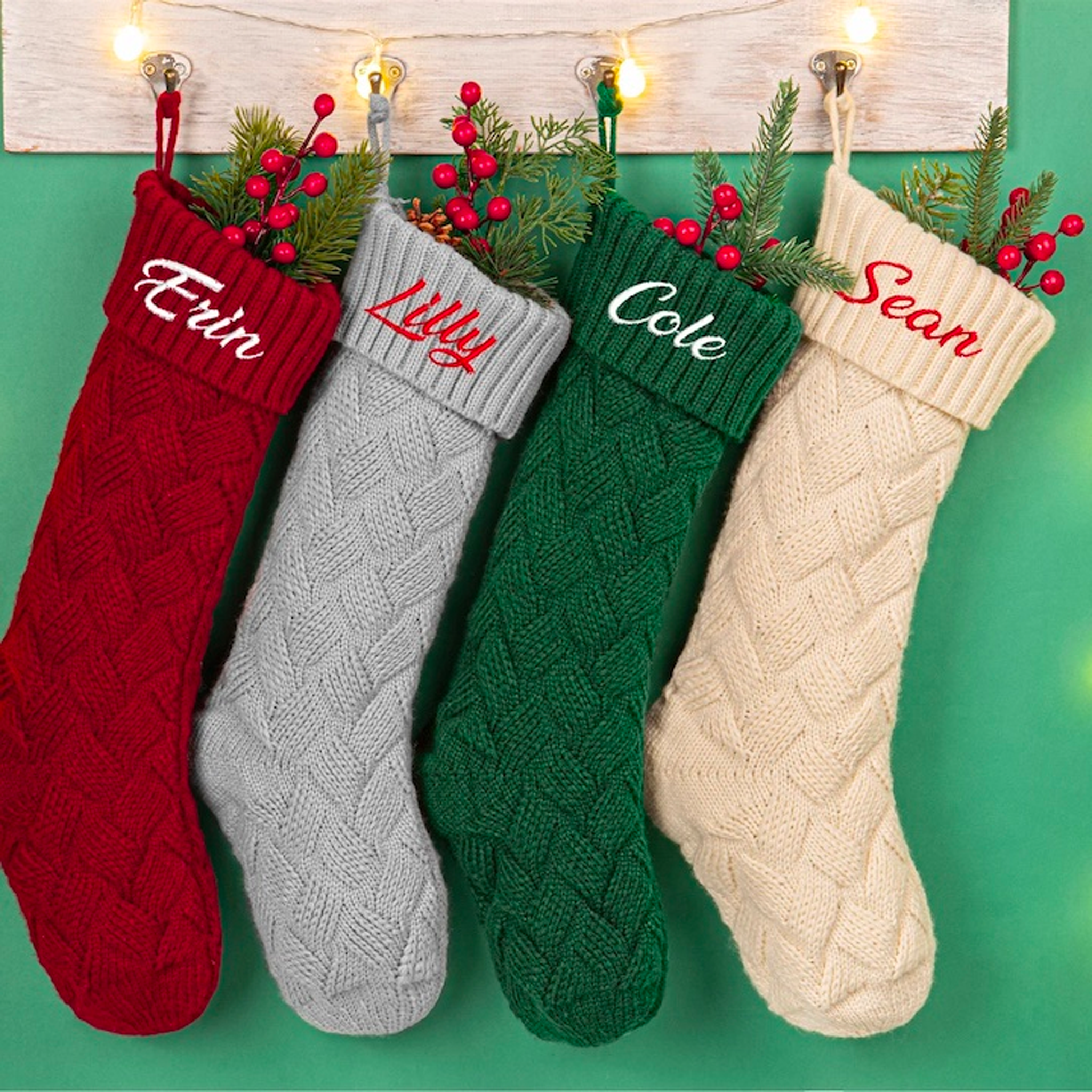 Personalized 4 Colors Christmas Woolen Stockings 