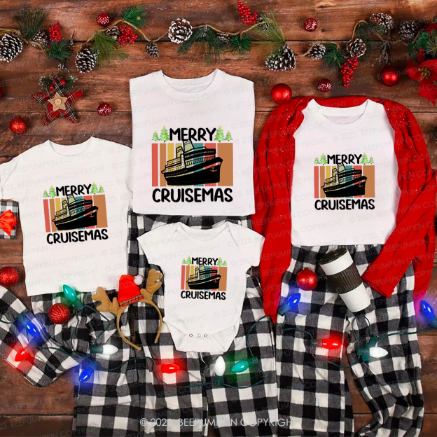 Cruise ship to Christmas Family Matching Tees Beepumpkin