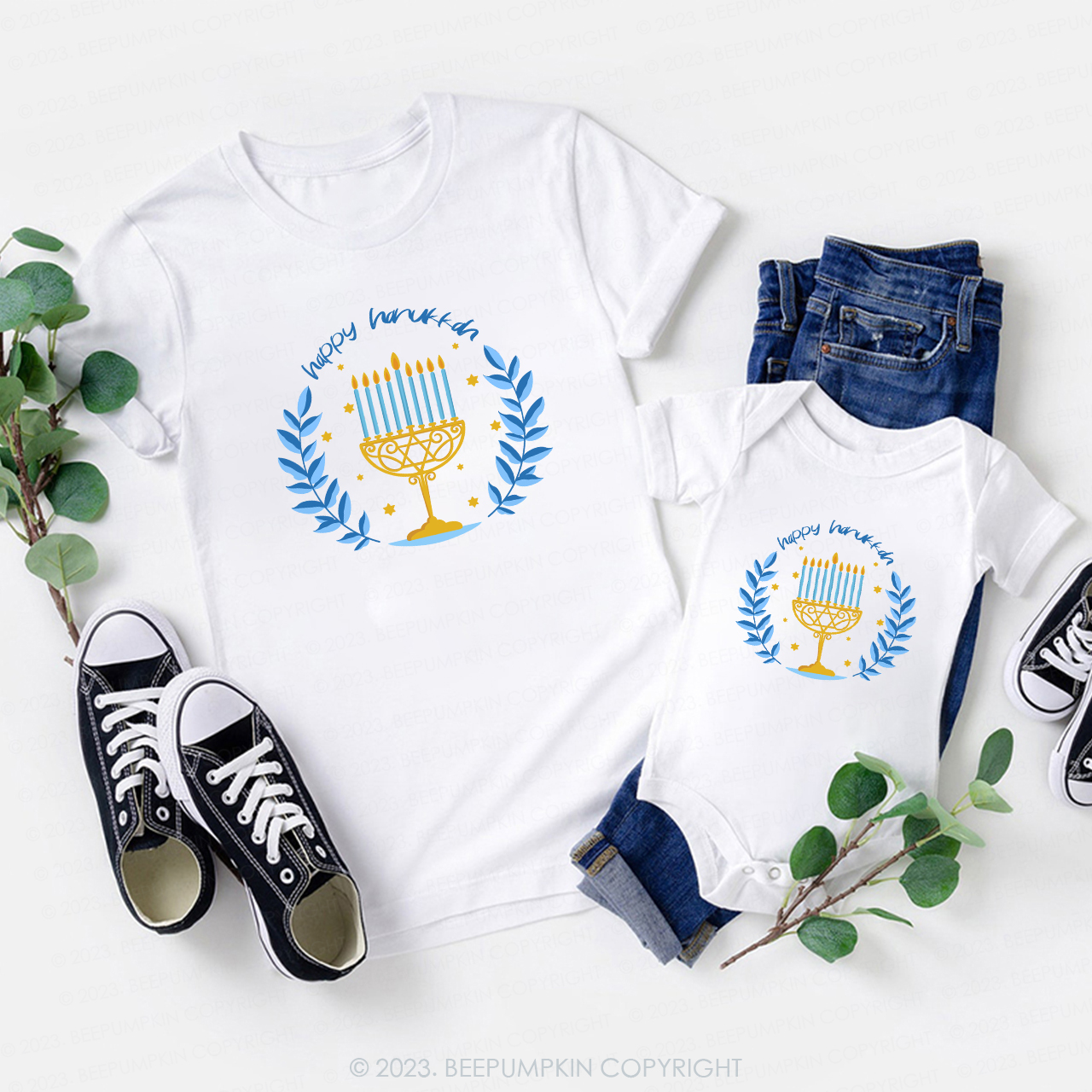 Olive Branch Symbolizes Peace For Hanukkah Family T-Shirts Beepumpkin