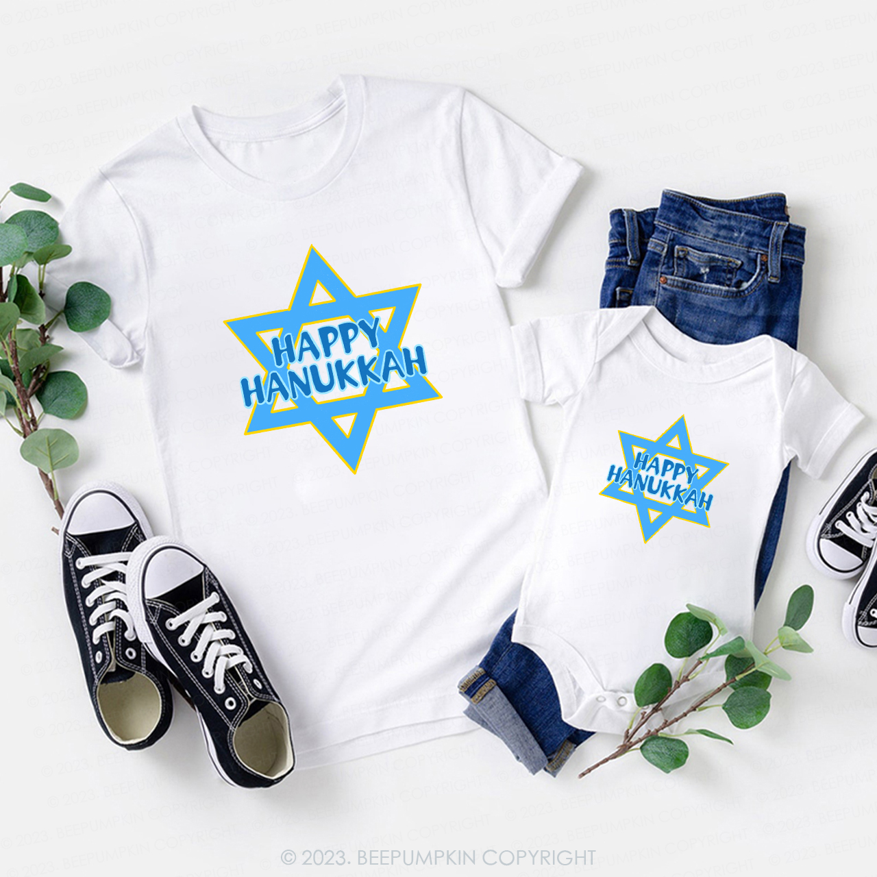 Happy Hanukkah Family T-Shirts Beepumpkin