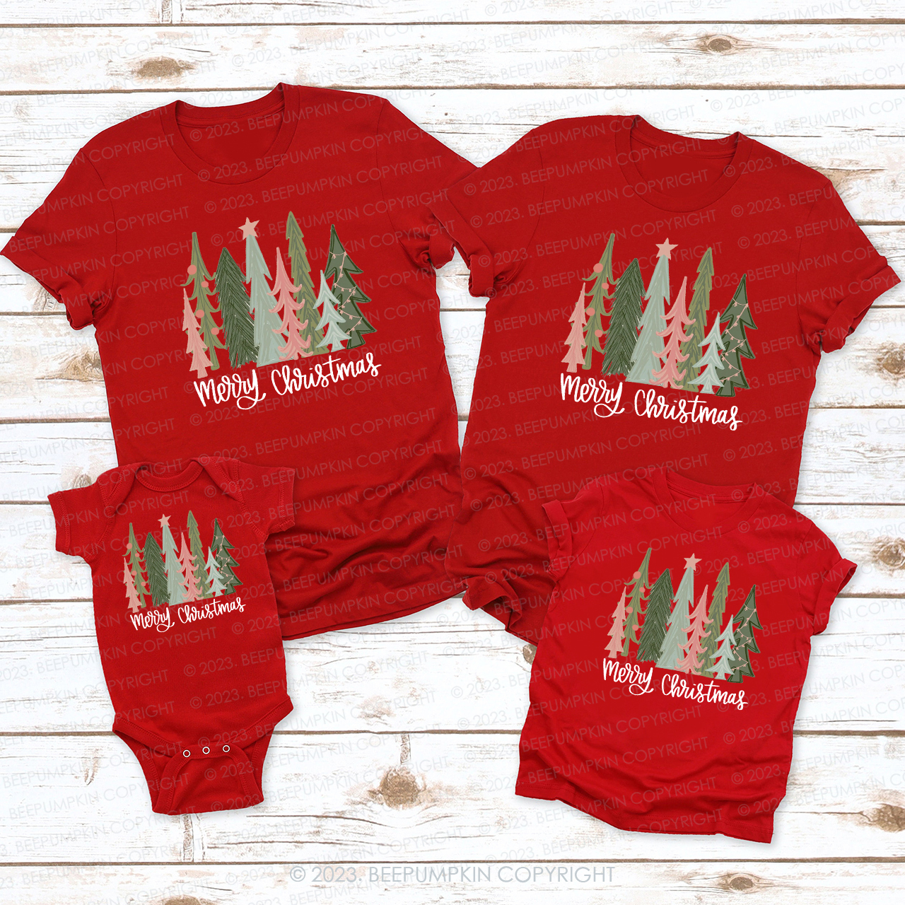 Merry Christmas Tree Holiday Family Matching Shirt