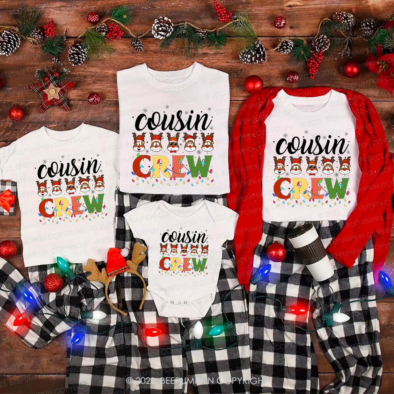 Reindeer Christmas Cousin Crew Family Gift Matching Shirt