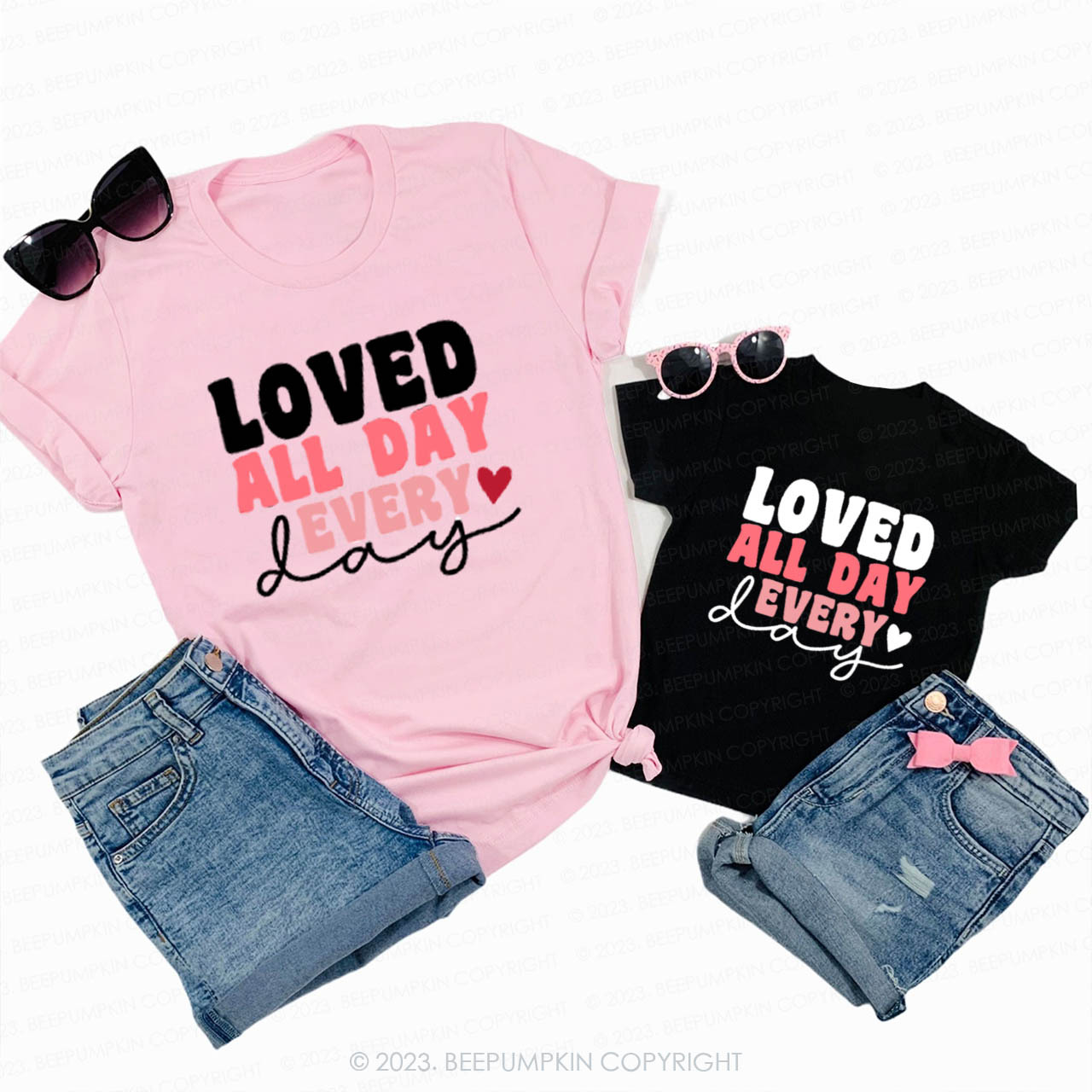 Love You All Day Every Valentines Day Family Matching Shirts