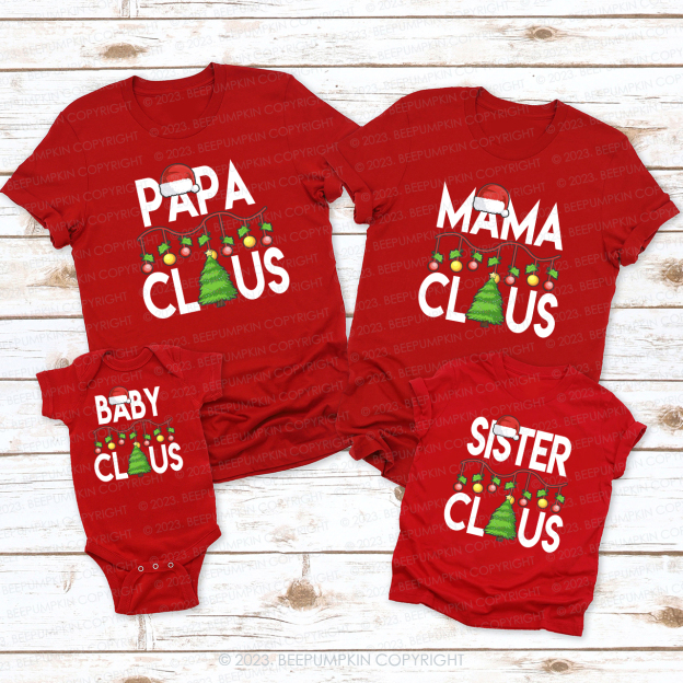 Personalized Cute Claus Christmas Candy Cane Matching Shirts