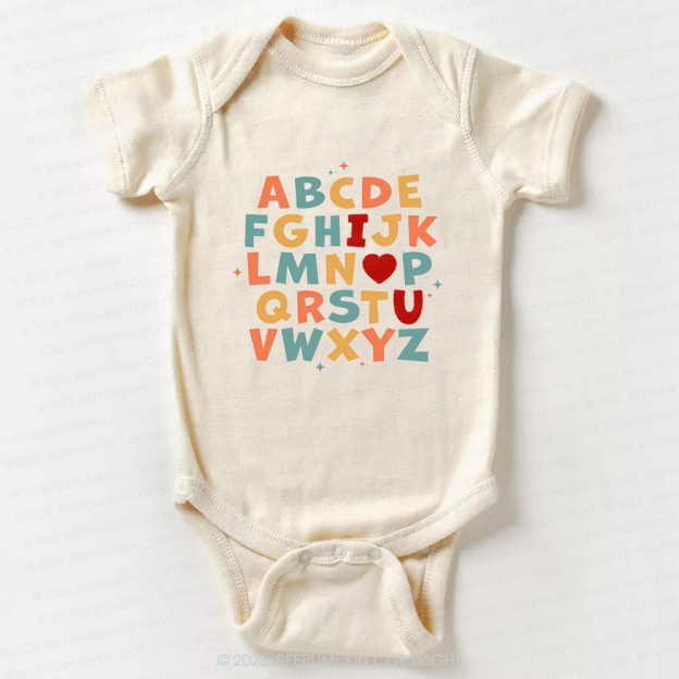 Alphabet I Love You Natural Bodysuit For Baby