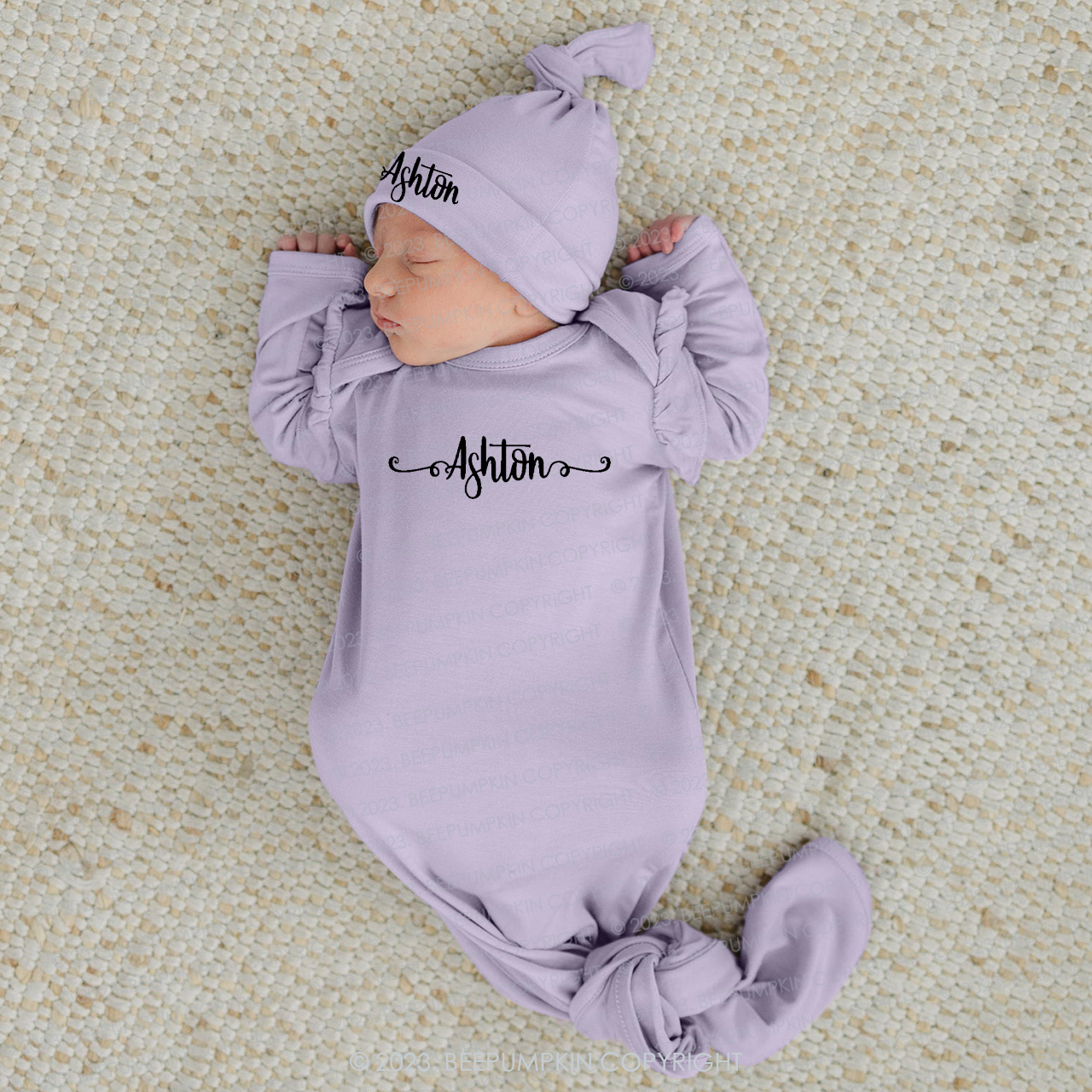  Unisex Knotted Baby Gown With Personalized Knotted Hat