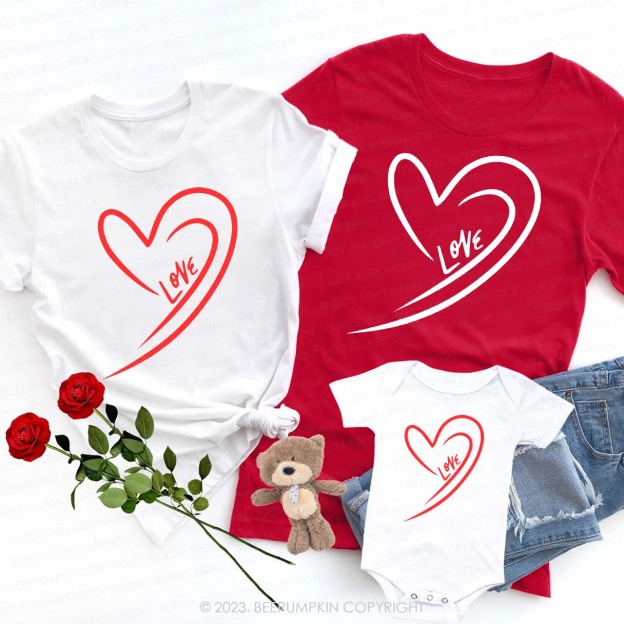 Cute Valentine's Family Matching Shirts - Love Heart