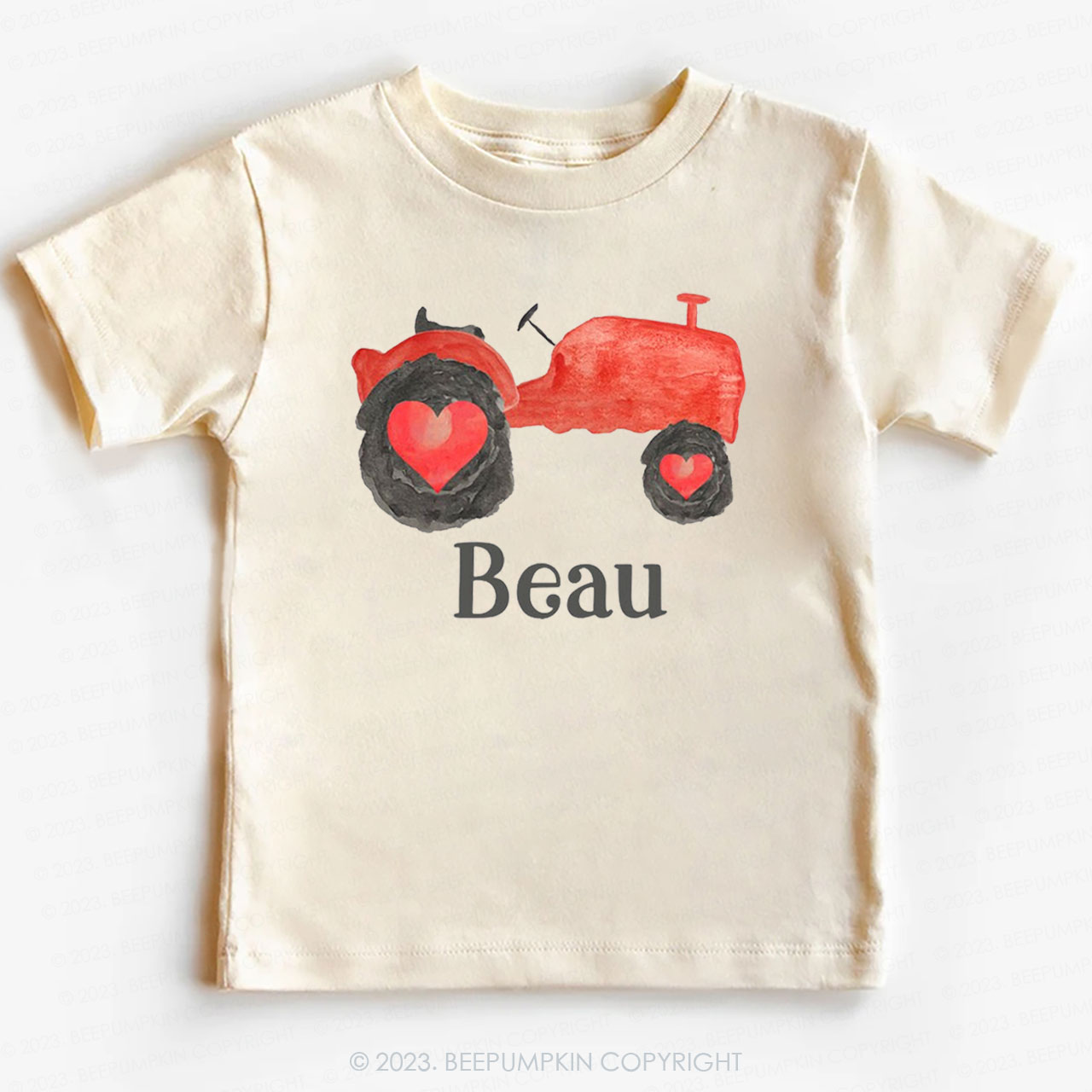 Personalized Name Tractor Valentines Day Kids Tees