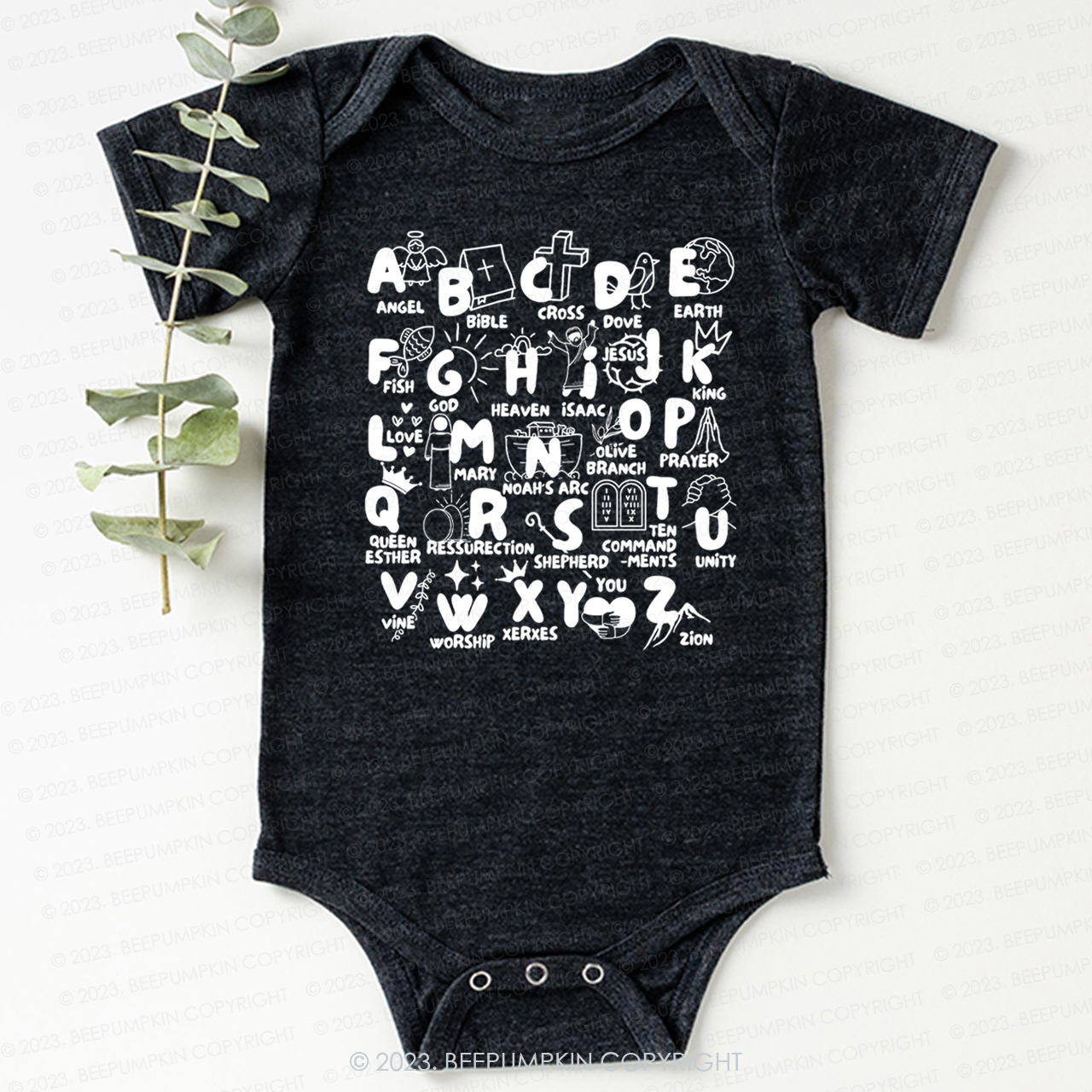 Biblical Alphabet Cut File Bodysuit For Baby