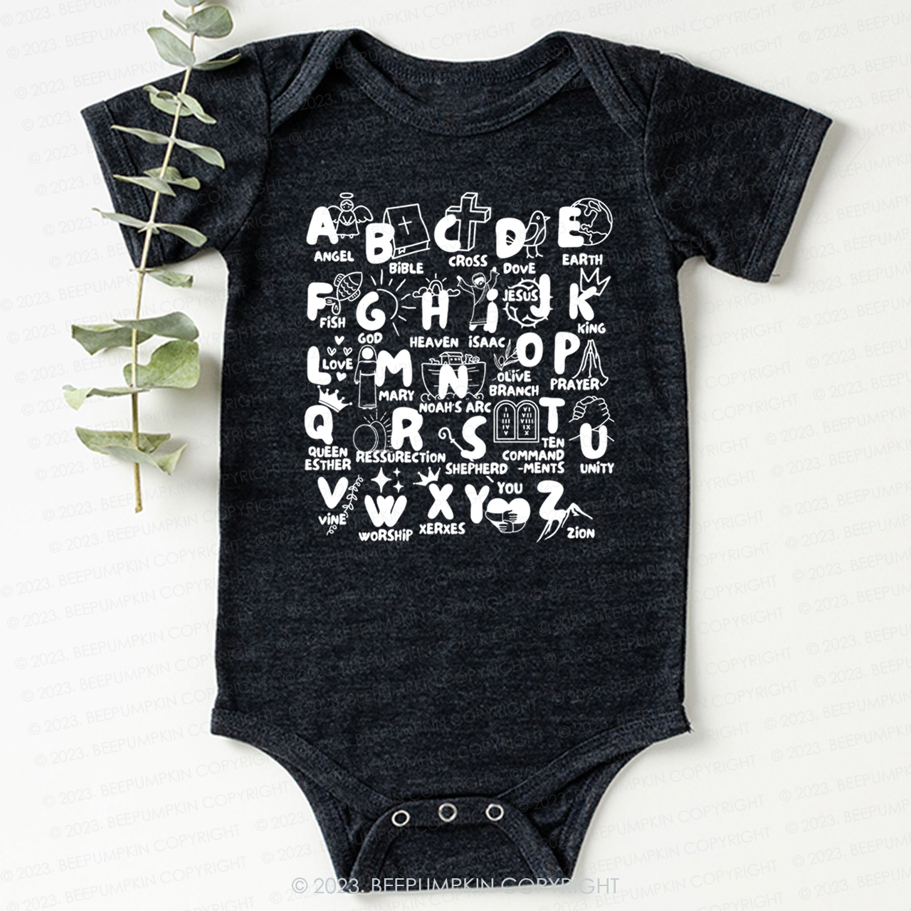 Biblical Alphabet Cut File Bodysuit For Baby