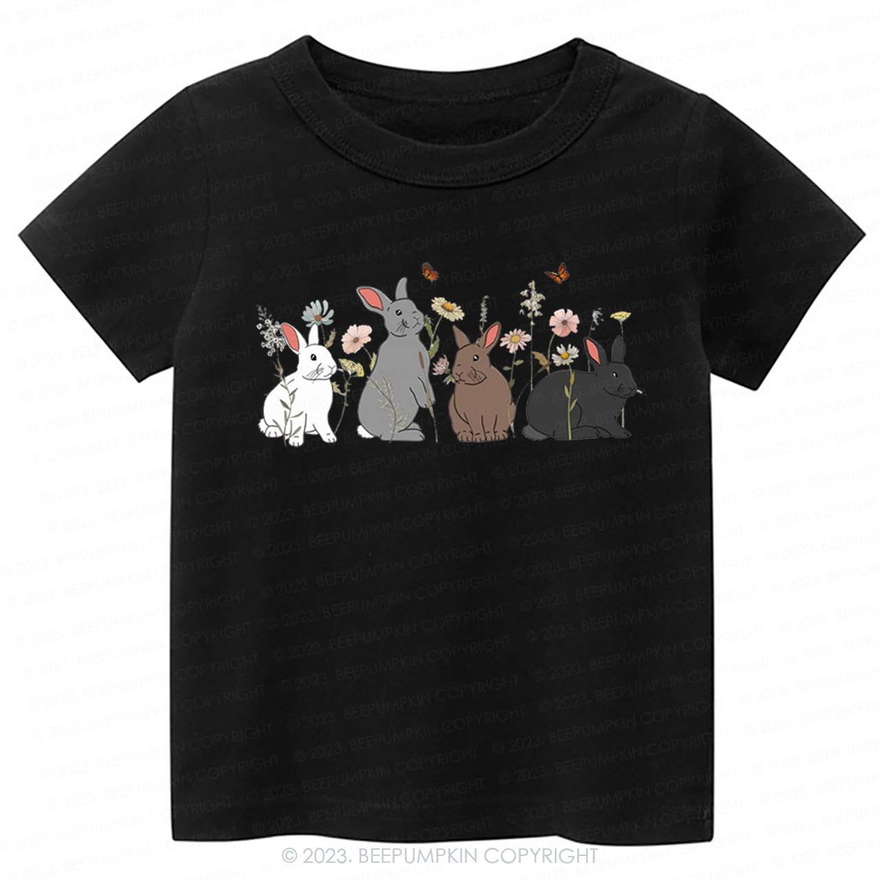 Floral Butterfly Bunny Easter -Toddler Tees