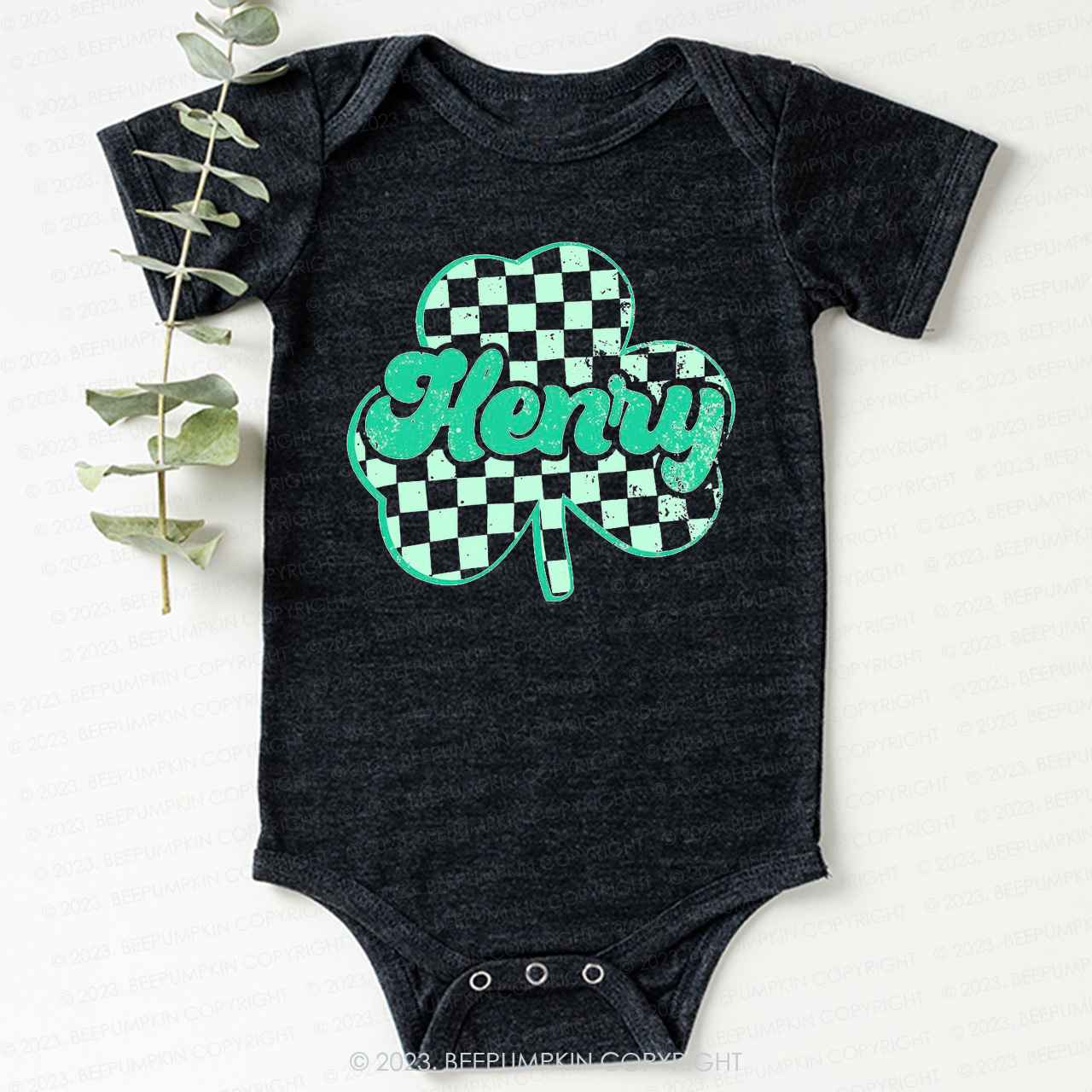 Clover Leaf with Name St.Patricks Day Bodysuit For Baby