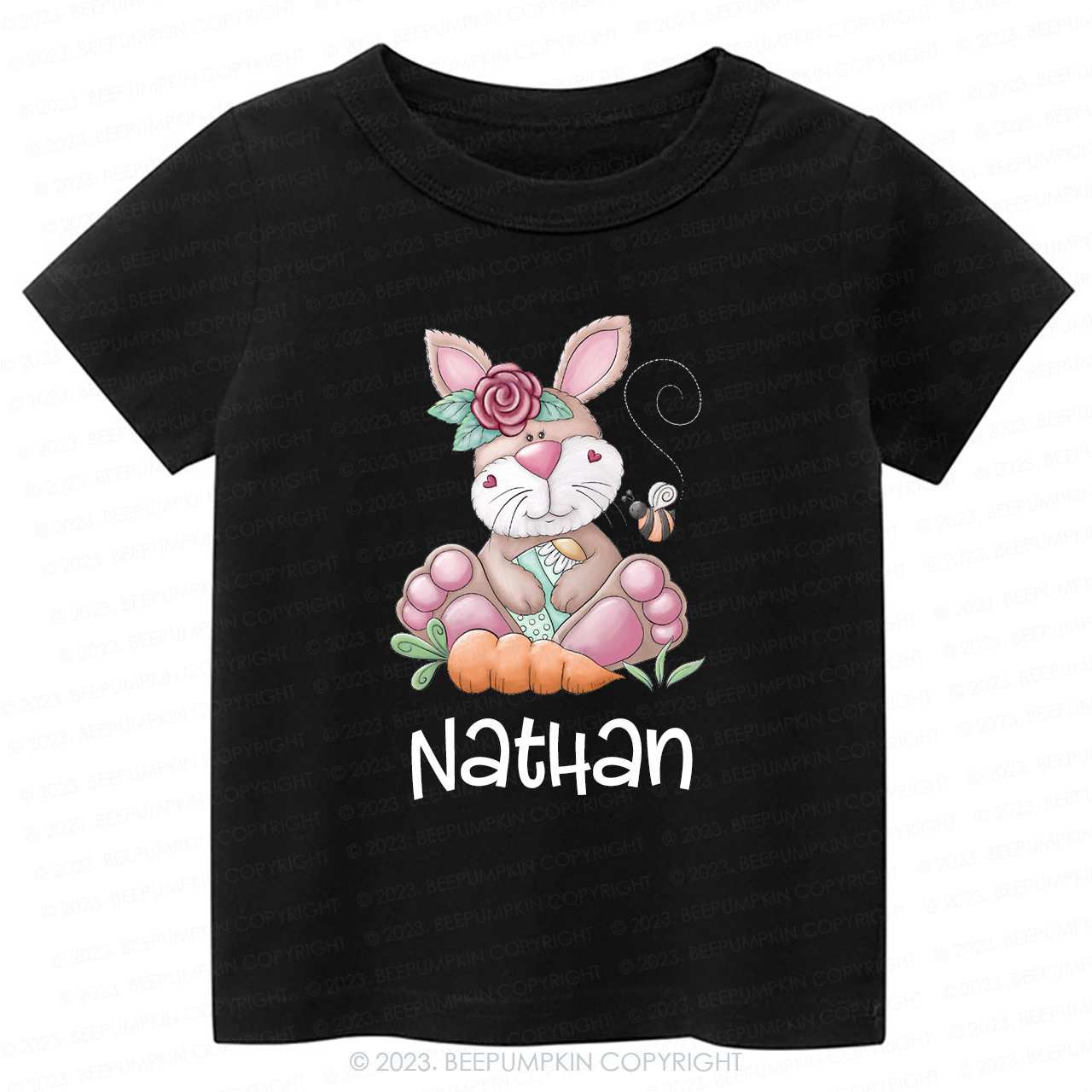 Personalized Spring Happy Bunny Easter Toddler Tees