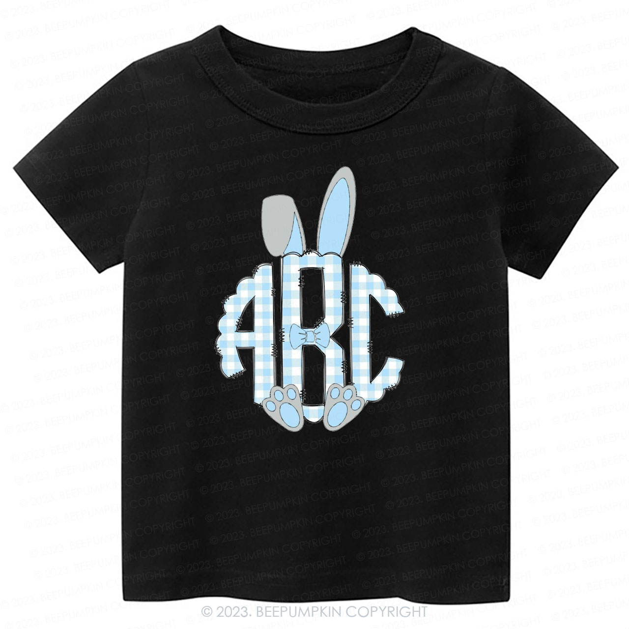 Pink Easter Bunny Ears Monogram Easter Toddler Tees