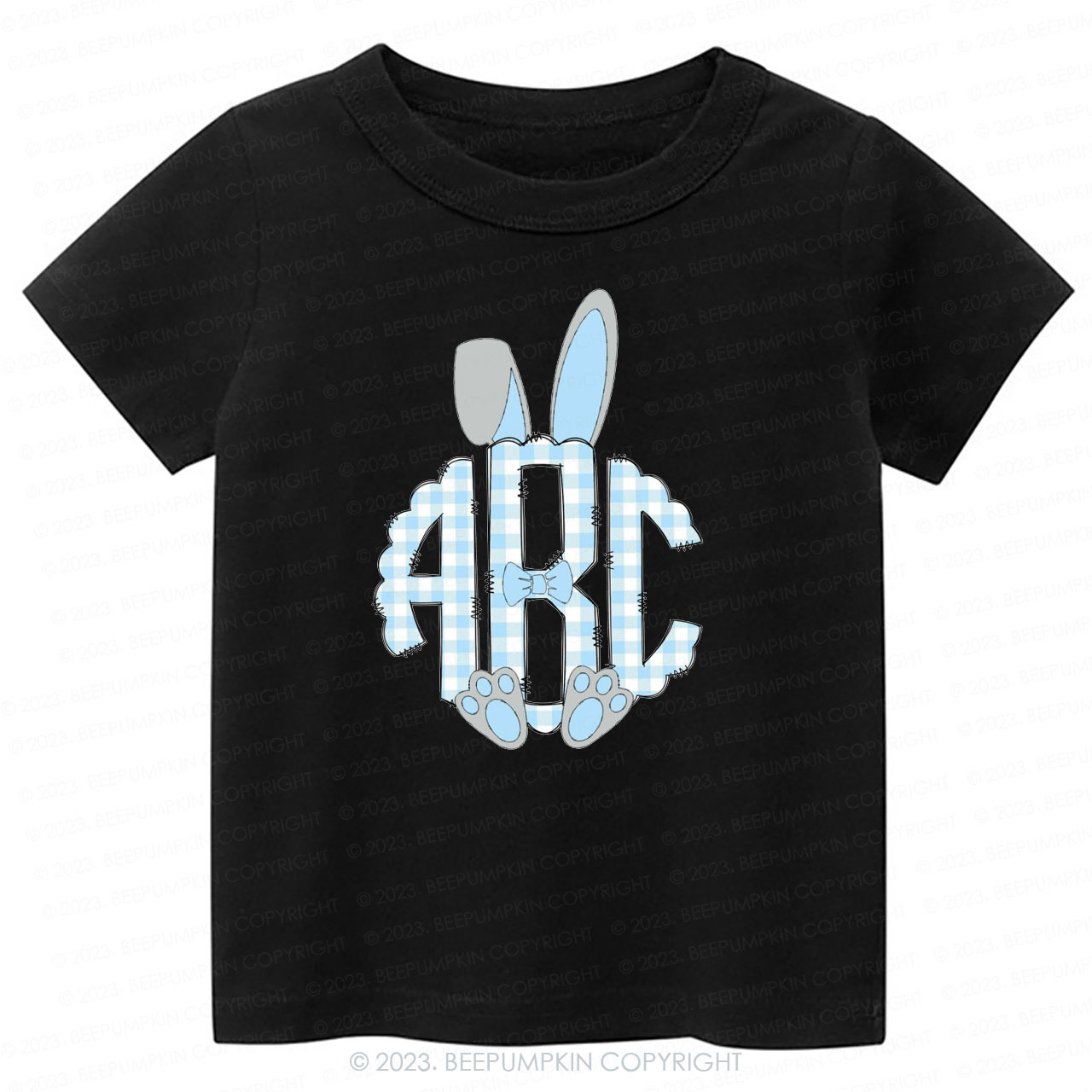 Pink Easter Bunny Ears Monogram Easter Toddler Tees