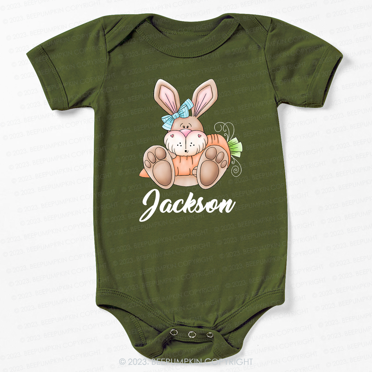 Spring Bunny Rabbit with Carrot Easter Bodysuit For Baby
