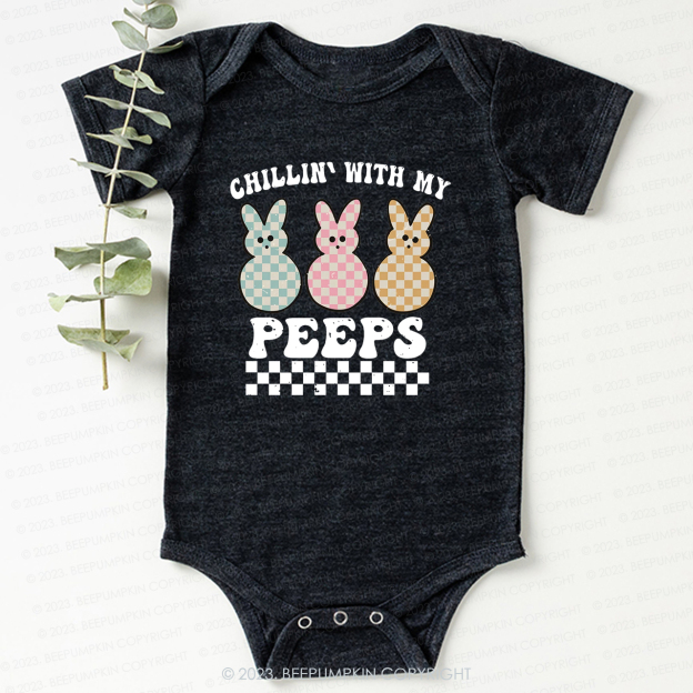 Chillin' With My Peeps Retro Kids Easter Bodysuit For Baby