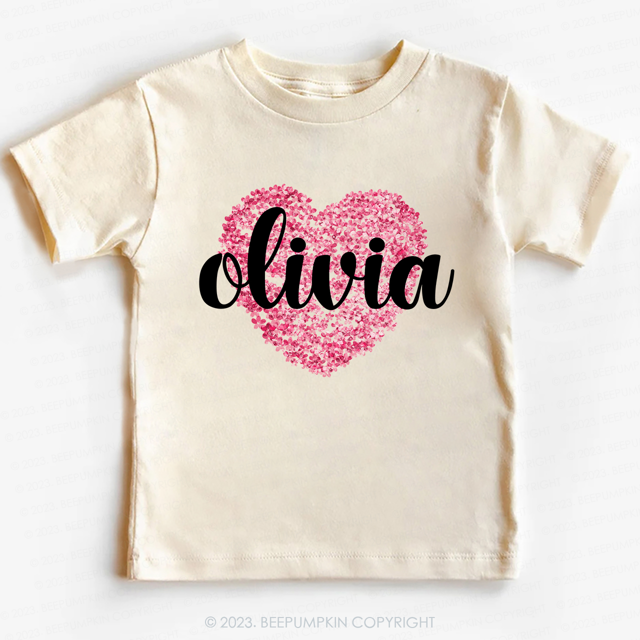 Personalized Floral Valentines Day Kids Tees