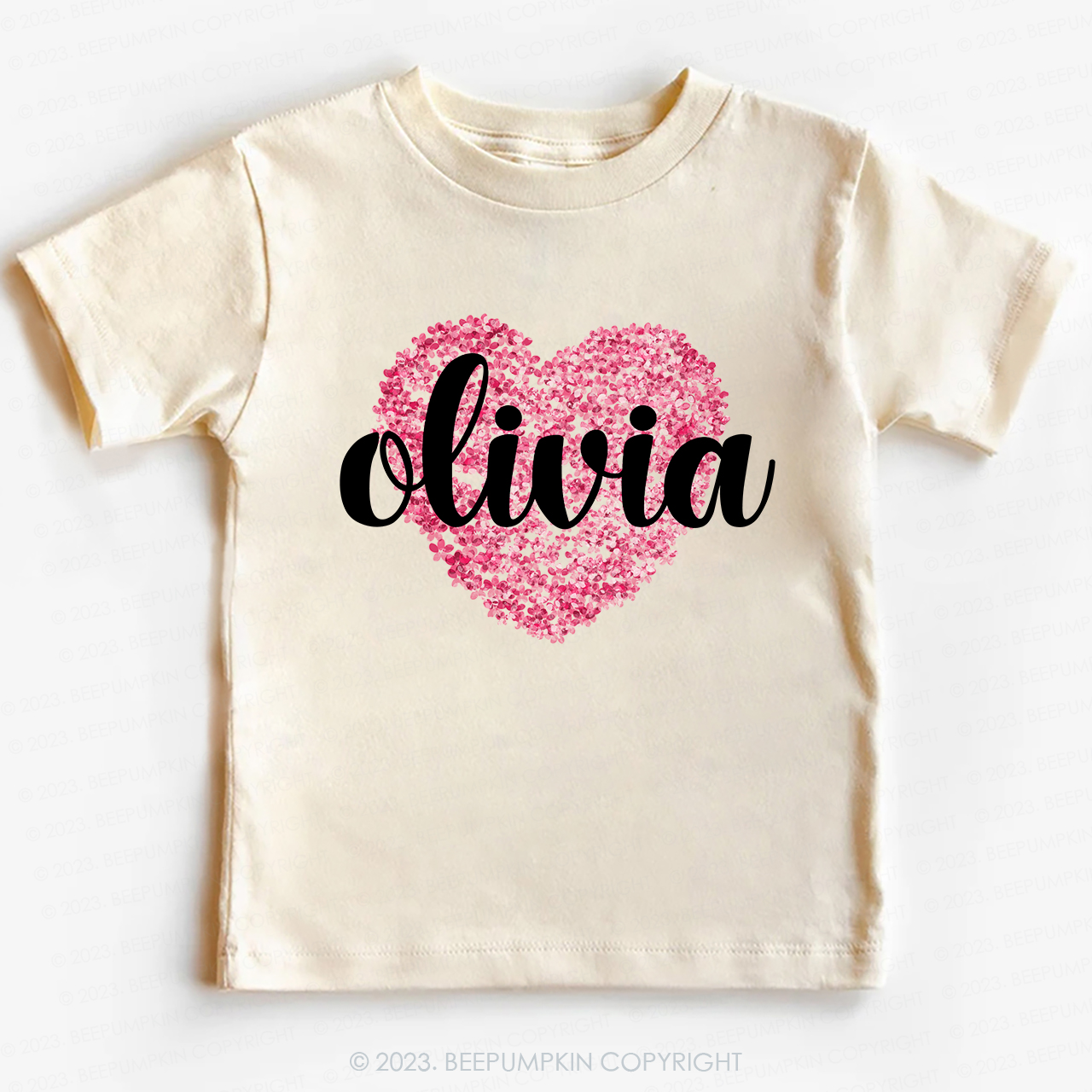 Personalized Floral Valentines Day Kids Tees