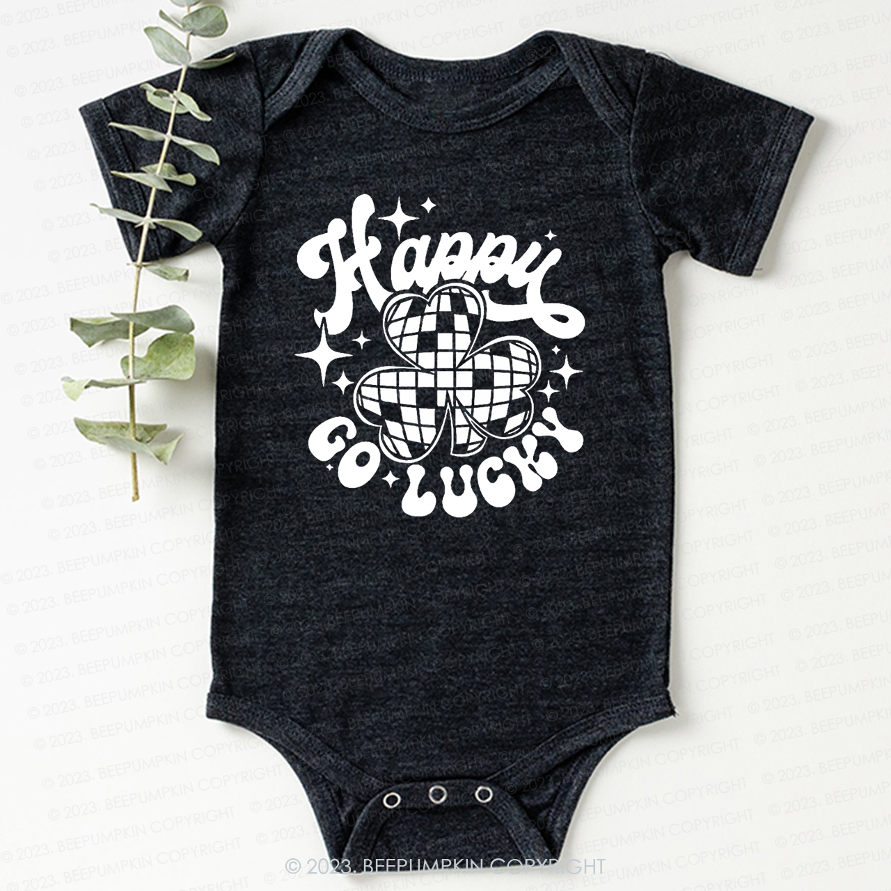 Checkerboard Happy Go Lucky St.Patricks Day Bodysuit For Baby