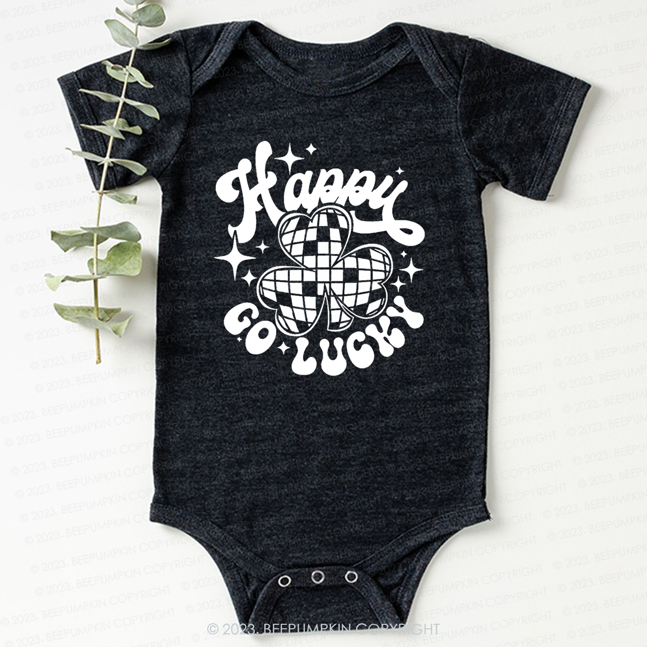 Checkerboard Happy Go Lucky St.Patricks Day Bodysuit For Baby