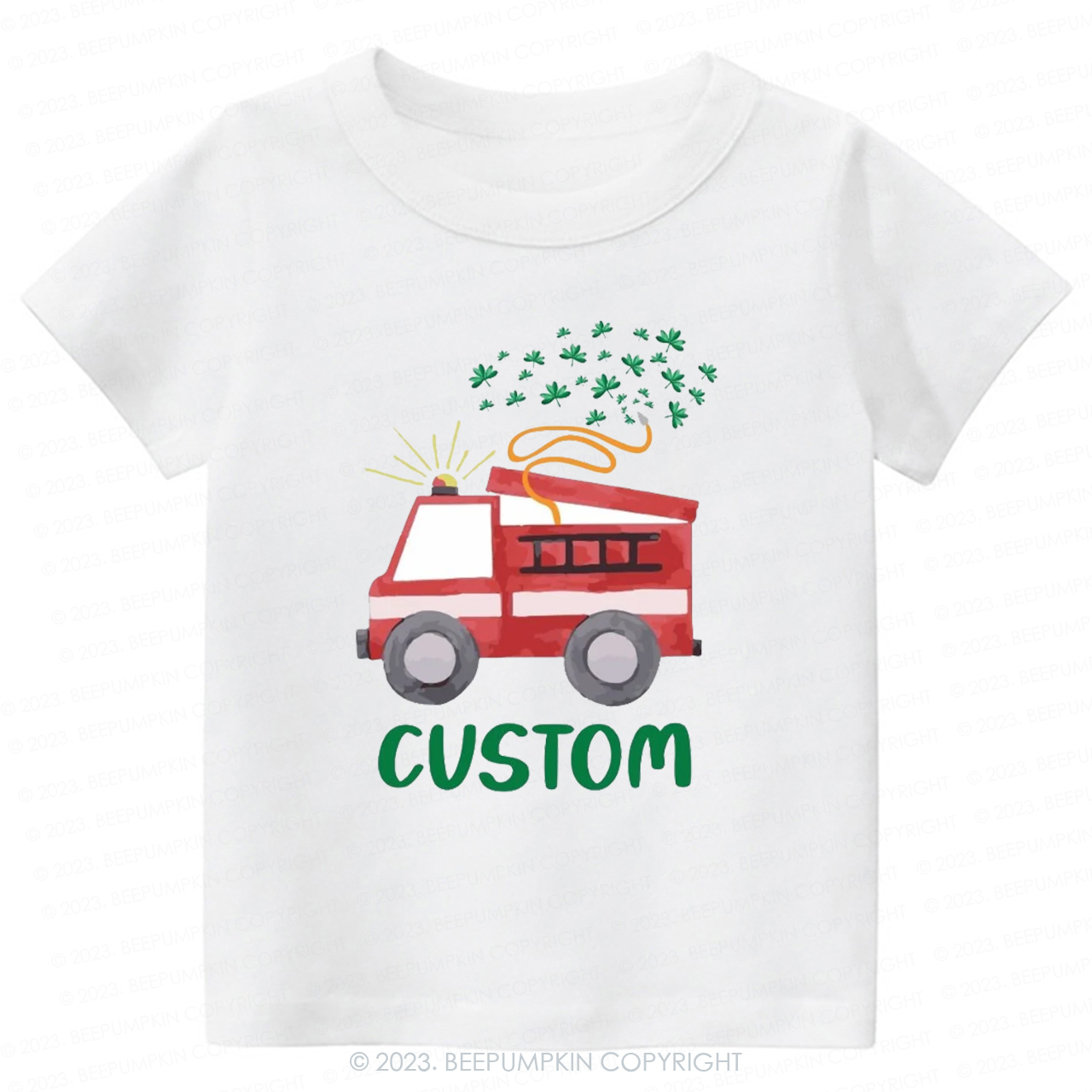 Firetruck Shamrock St.Patricks Day -Toddler Tees