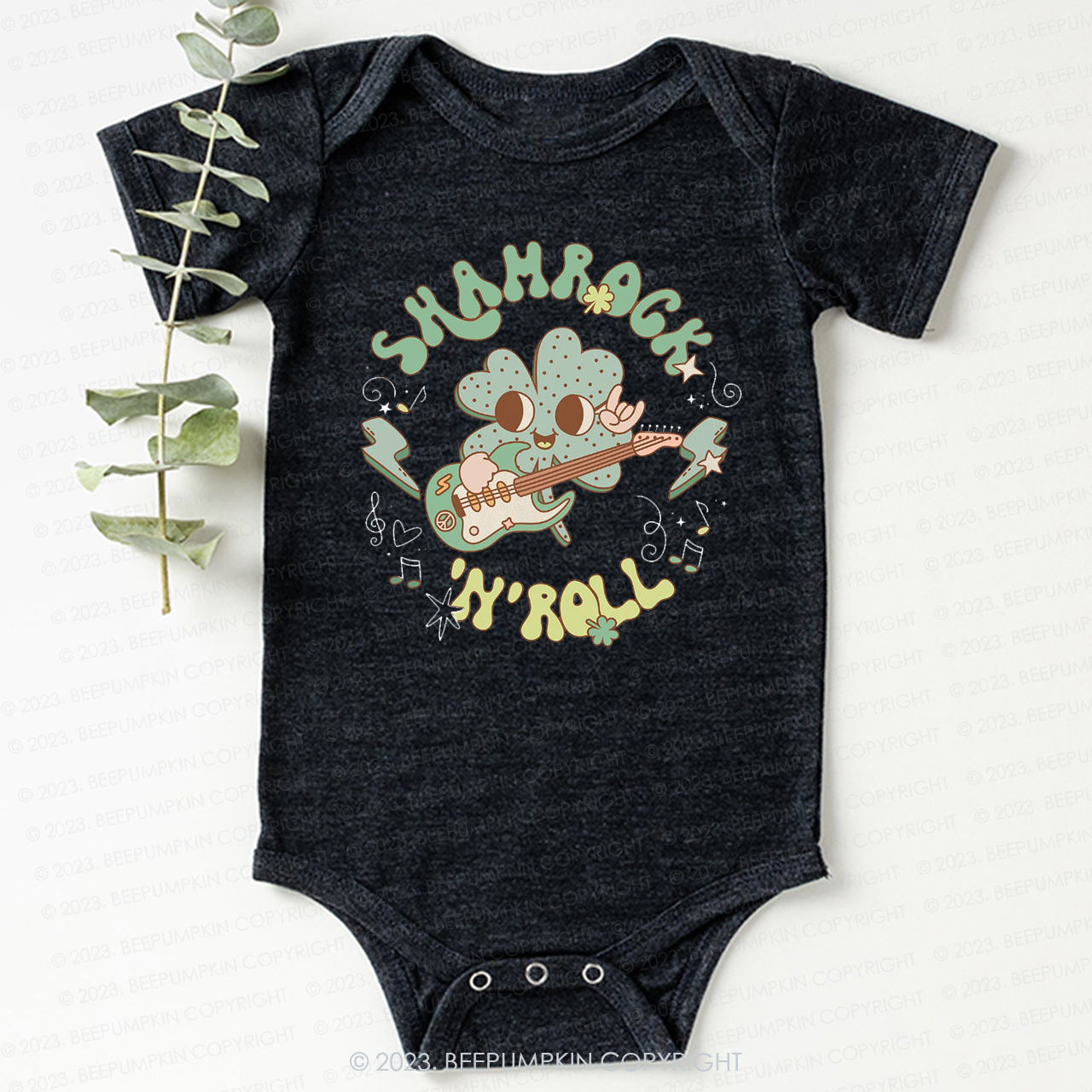 Shamrock N' Roll St.Patricks Day Bodysuit For Baby