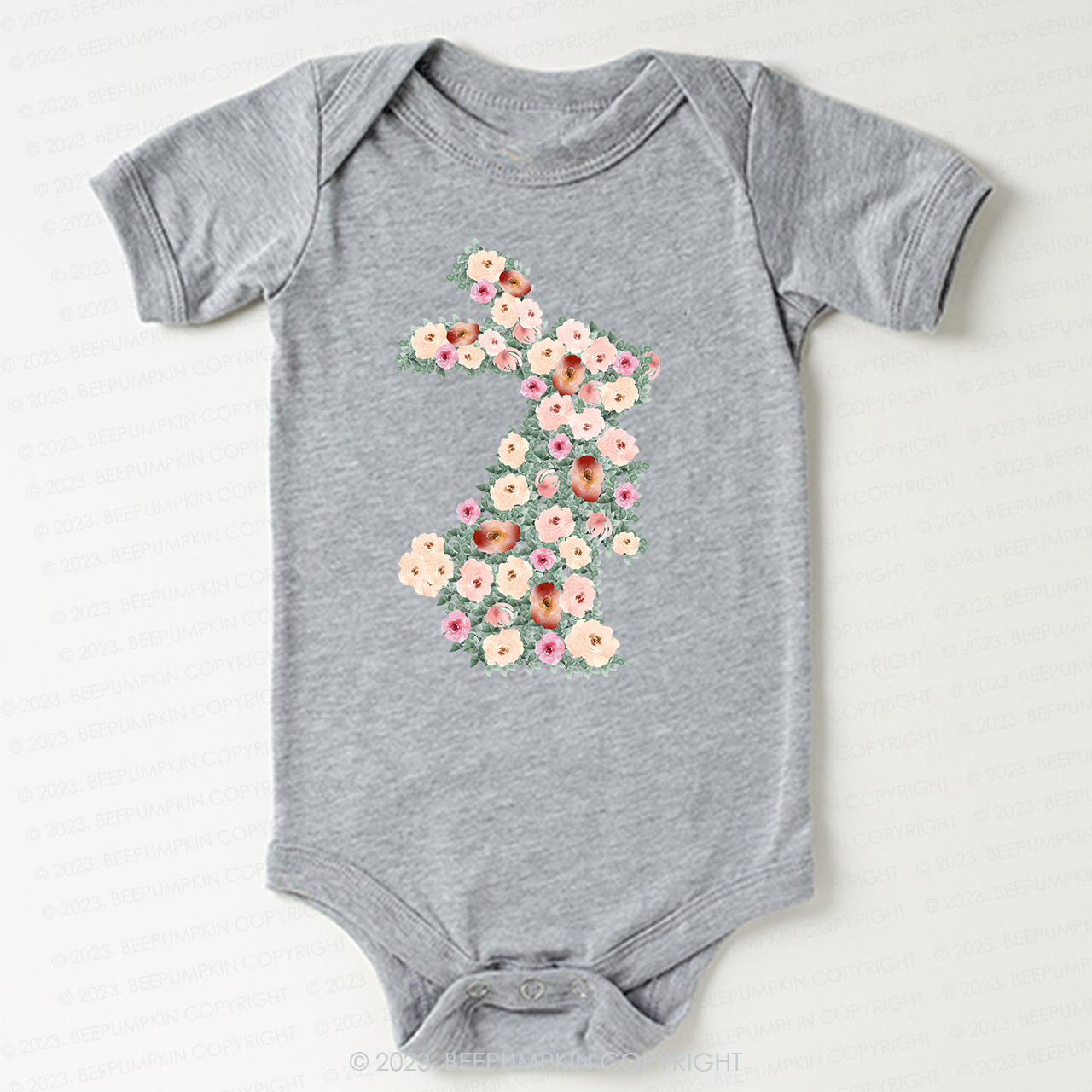 Spring Floral Bunny Easter Bodysuit For Baby