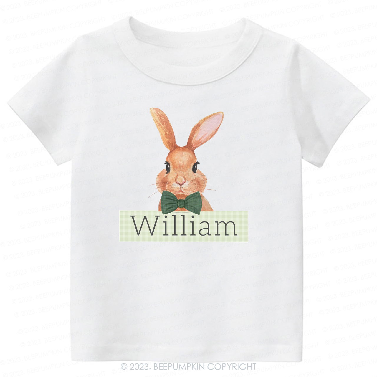 Easter Bunny Green Gingham Name -Toddler Tees