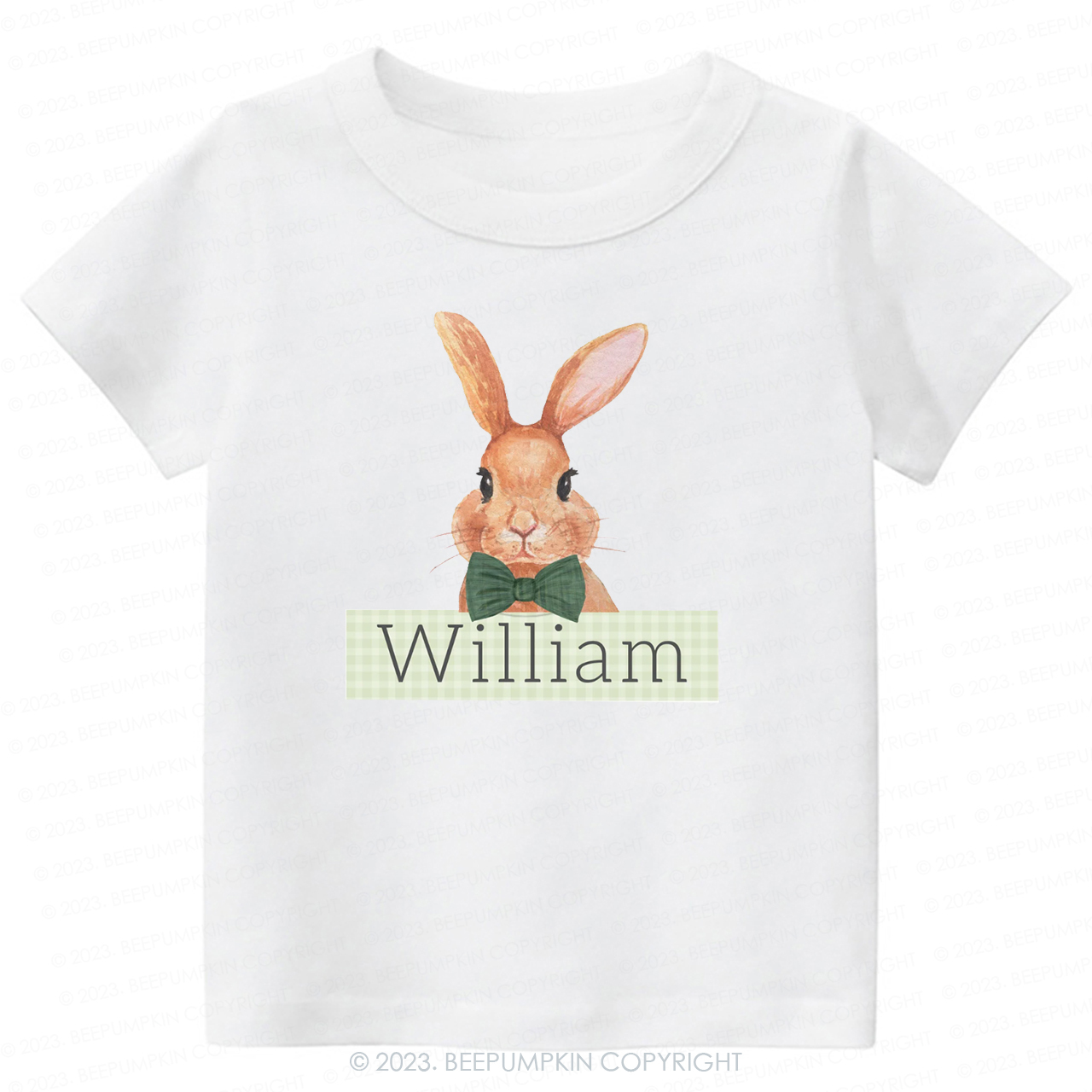 Easter Bunny Green Gingham Name -Toddler Tees