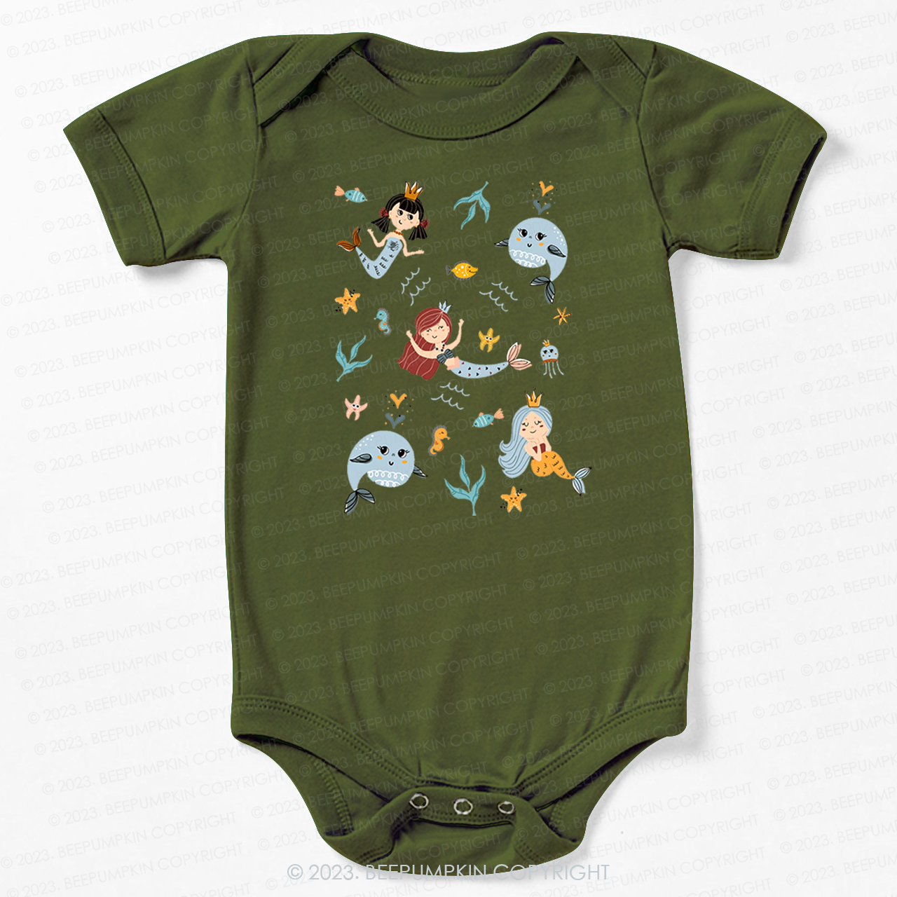 Cute Mermaid  Girl Beach Bodysuit For Baby