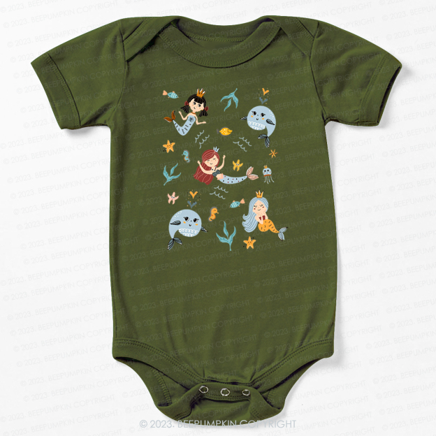 Cute Mermaid  Girl Beach Bodysuit For Baby