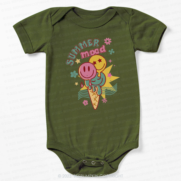 Summer Mood Ice Cream Happy Face Bodysuit For Baby