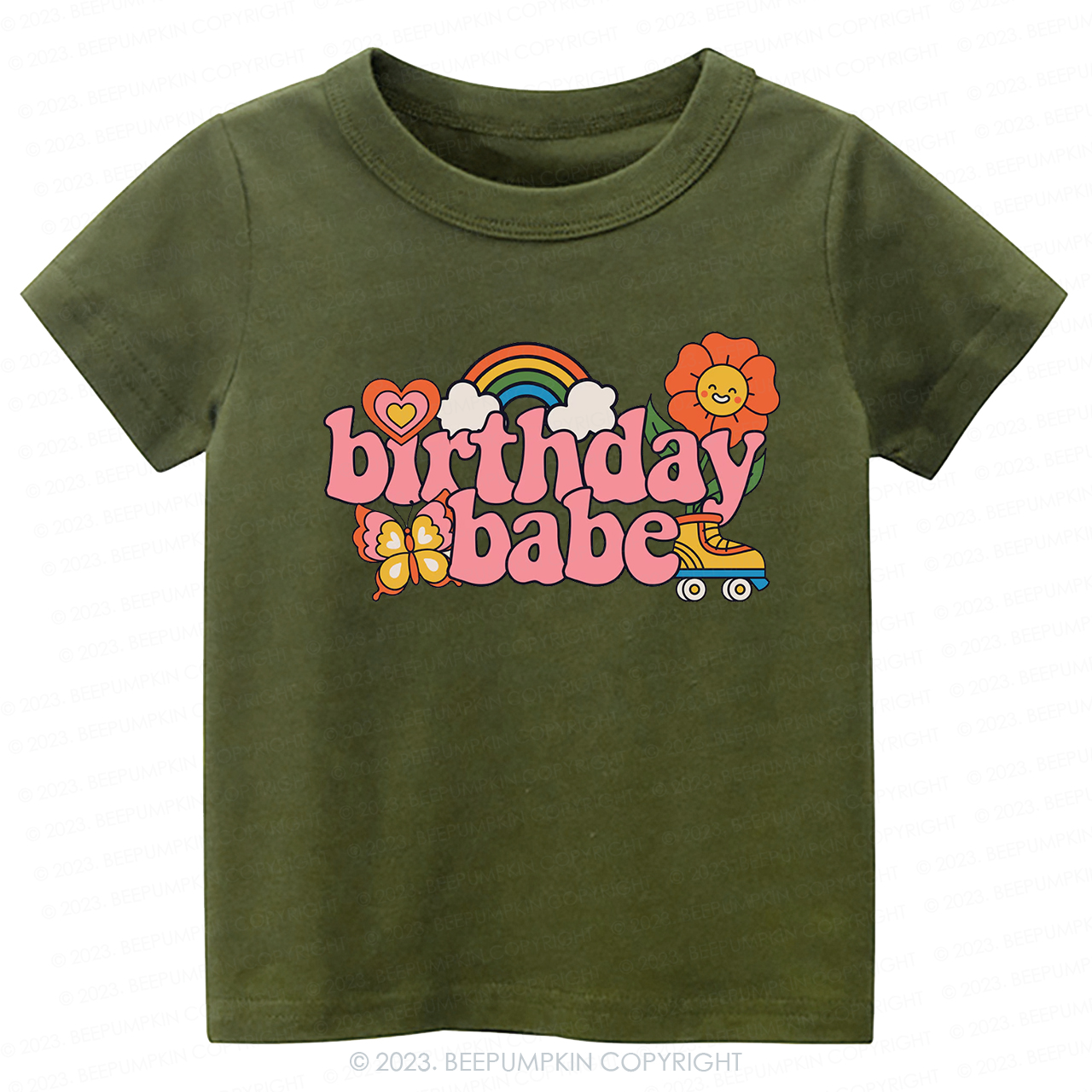 Pink Retro Birthday Babe Kids Shirt